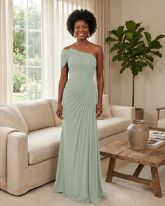 Off-the-Shoulder-Ruched-Mermaid-Corset-Back-Bridesmaid-Dress-Sage-1