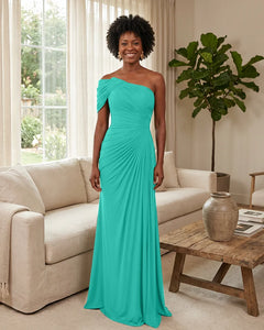 Off-the-Shoulder-Ruched-Mermaid-Corset-Back-Bridesmaid-Dress-Spa-1