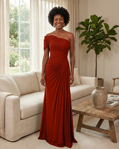 Off-the-Shoulder-Ruched-Mermaid-Corset-Back-Bridesmaid-Dress-Terracotta-1