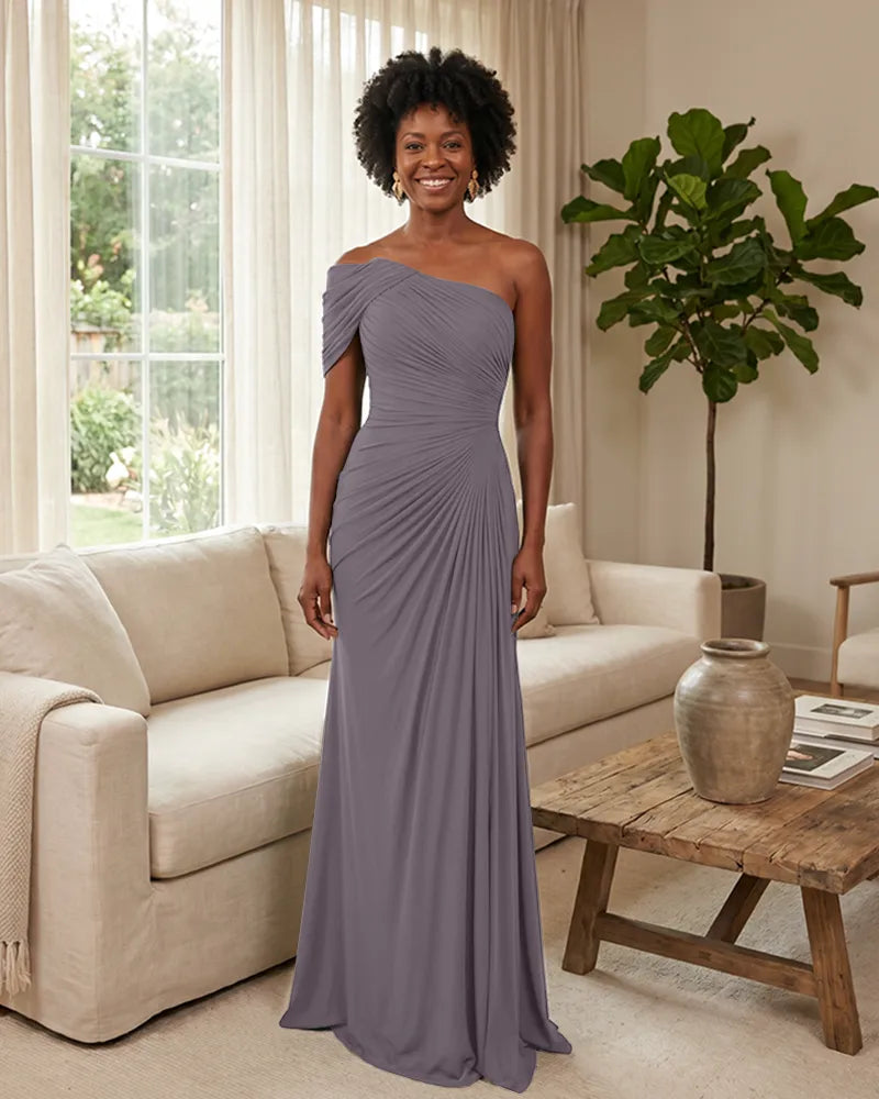 Off-the-Shoulder-Ruched-Mermaid-Corset-Back-Bridesmaid-Dress-Wisteria-1