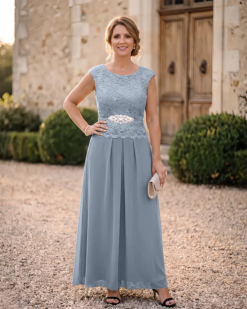 Lace Bodice Chiffon A‑Line Formal Mother of the Bride Dress