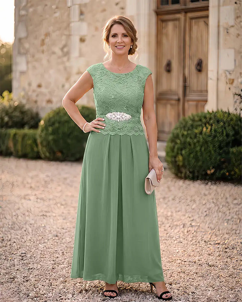 Lace Bodice Chiffon A‑Line Formal Mother of the Bride Dress
