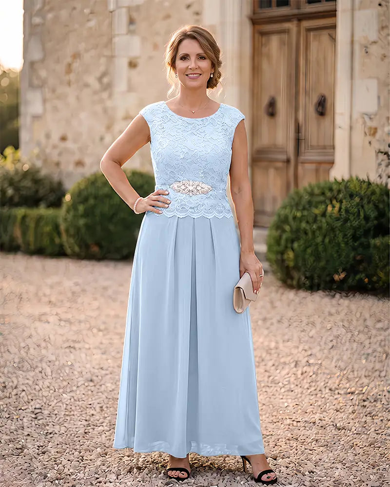 Lace Bodice Chiffon A‑Line Formal Mother of the Bride Dress