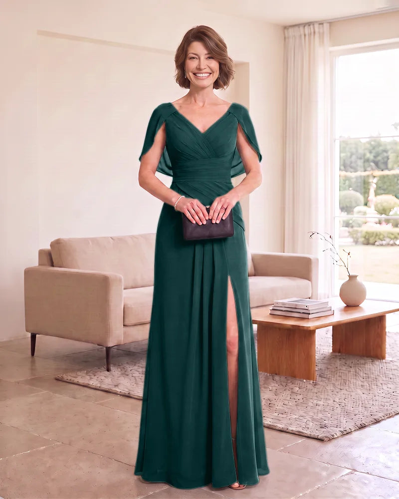 Sheath Mother of the Bride Dress with Capelet Sleeves