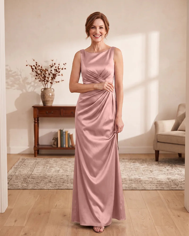 Satin Sheath Floor‑Length Mother of the Bride Dress