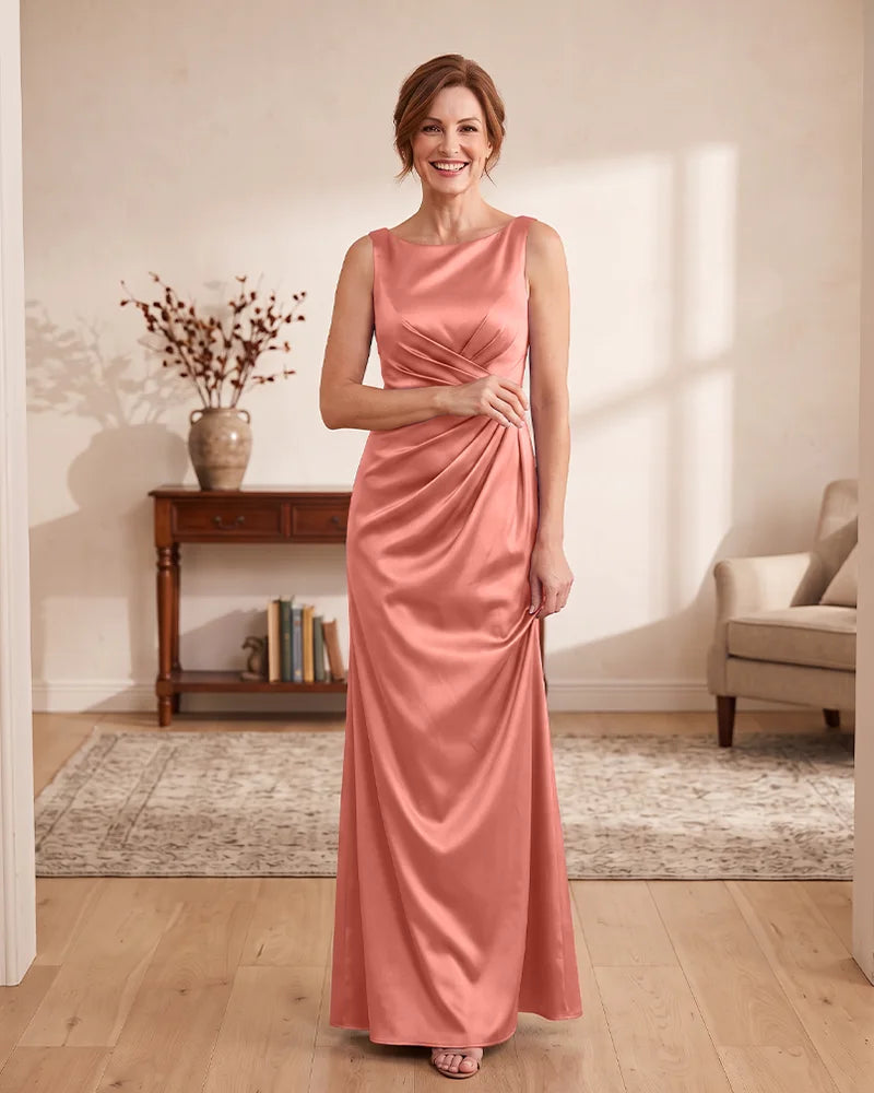 Satin Sheath Floor‑Length Mother of the Bride Dress