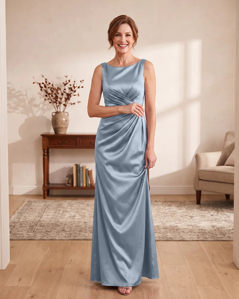 Satin Sheath Floor‑Length Mother of the Bride Dress