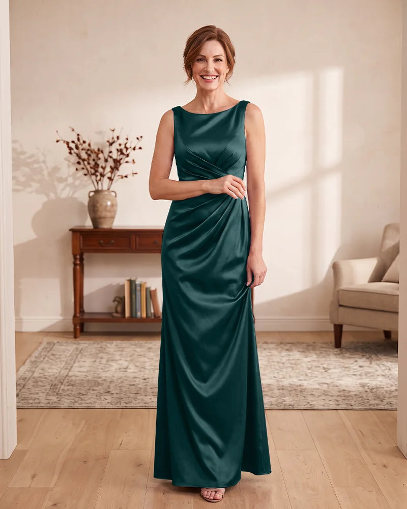 Satin Sheath Floor‑Length Mother of the Bride Dress