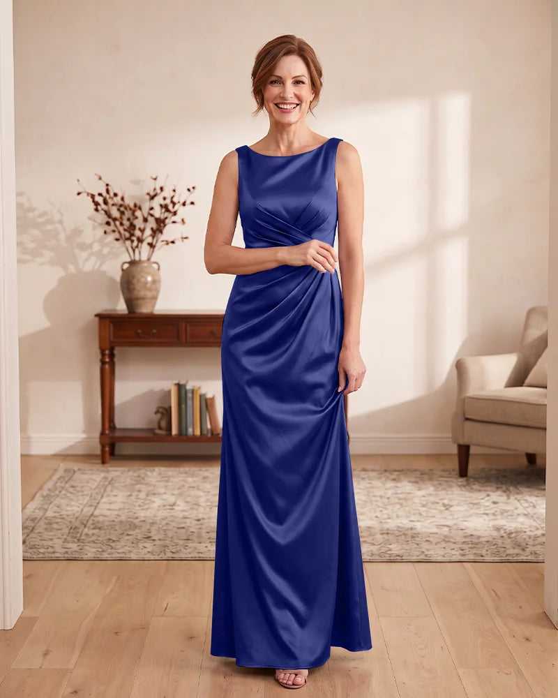 Satin Sheath Floor‑Length Mother of the Bride Dress