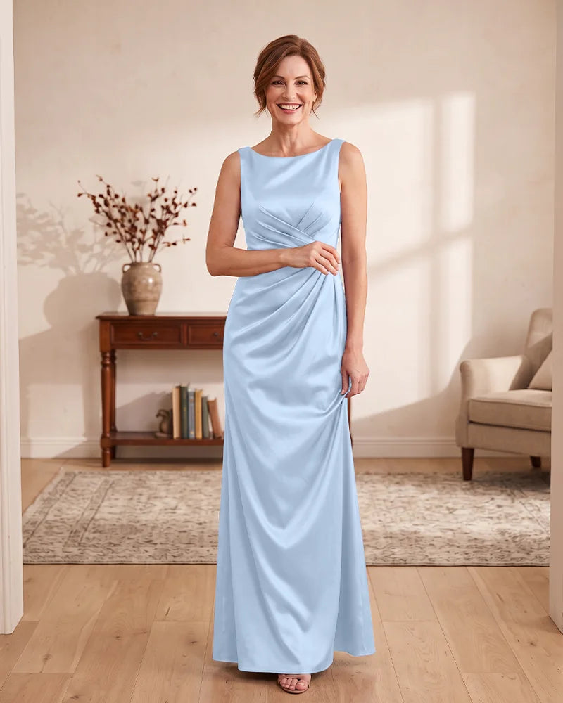 Satin Sheath Floor‑Length Mother of the Bride Dress