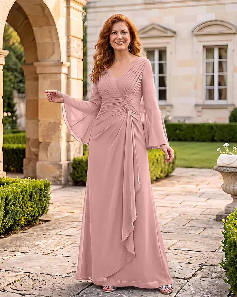 Ruched Waist Floor Length Formal Mother of the Bride Dress