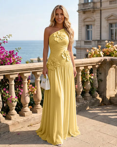One-Shoulder-Bridesmaid-Dress-with-3D-Floral-Gold-1