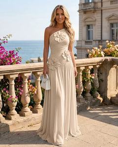 One-Shoulder-Bridesmaid-Dress-with-3D-Floral-Ivory-1