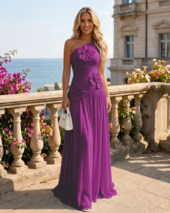 One-Shoulder-Bridesmaid-Dress-with-3D-Floral-Orchid-1