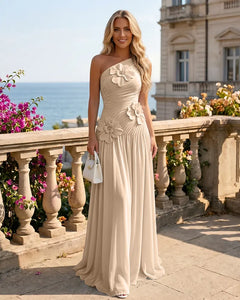 One-Shoulder-Bridesmaid-Dress-with-3D-Floral-Peach-1