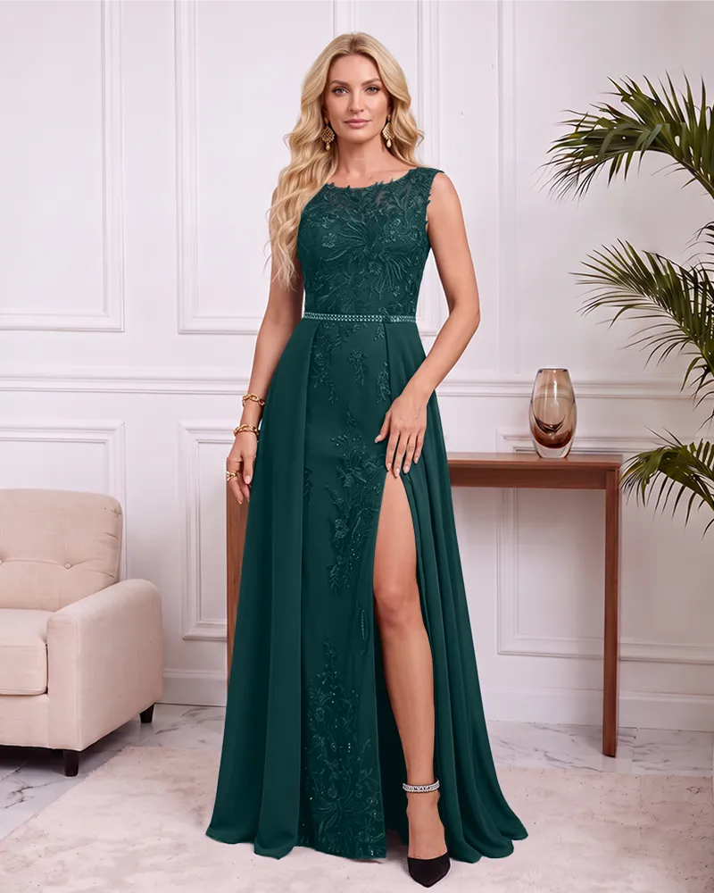 Sleeveless Mother of the Bride Dress With Rhinestone Waist
