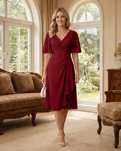 Flutter-Sleeve-Chiffon-Mother-of-the-Bride-Dress-Burgundy-1