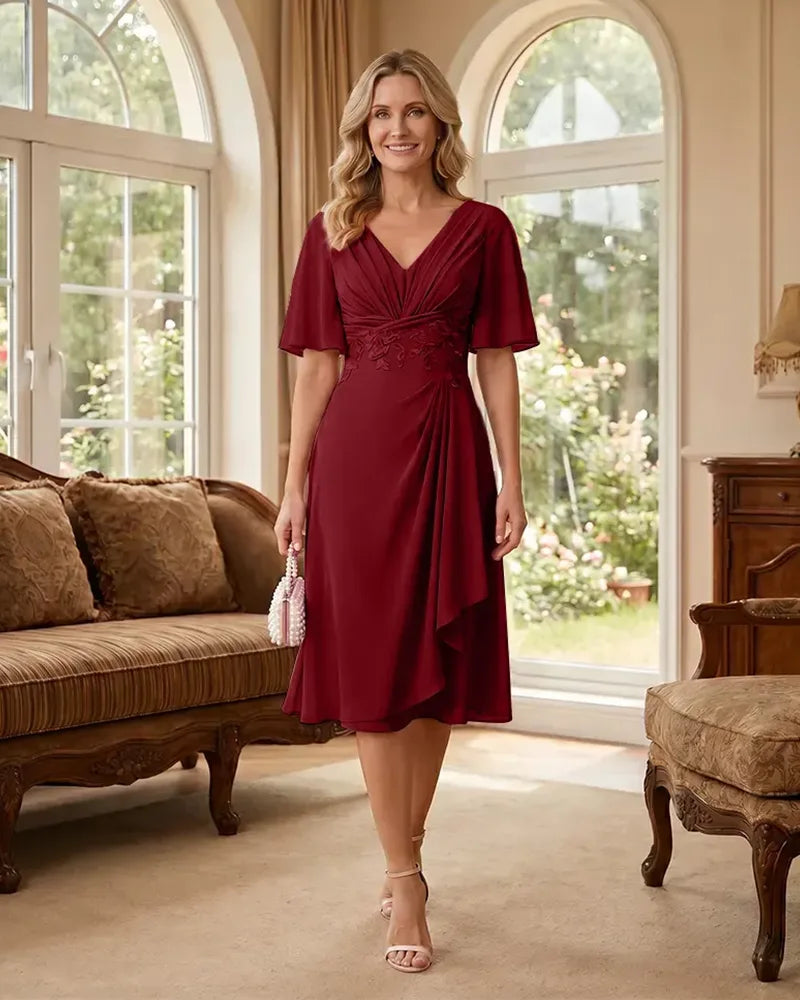 Flutter-Sleeve-Chiffon-Mother-of-the-Bride-Dress-Burgundy-1