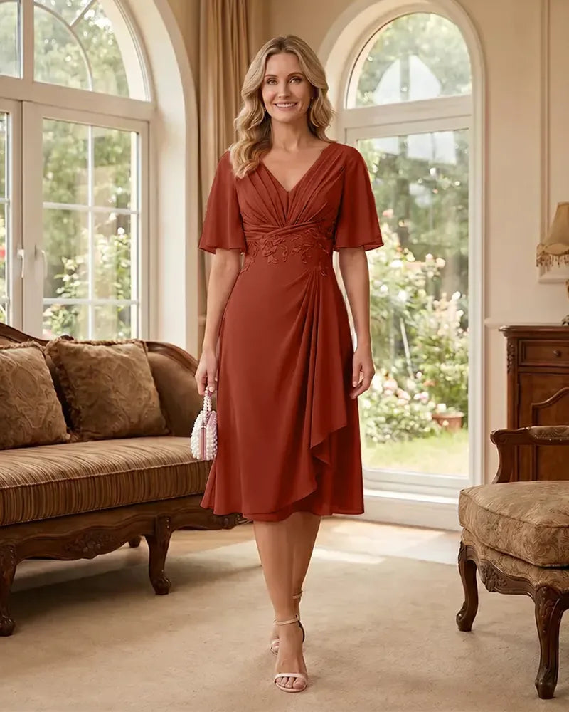 Flutter-Sleeve-Chiffon-Mother-of-the-Bride-Dress-Burnt-Orange-1