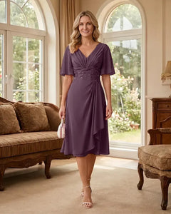 Flutter-Sleeve-Chiffon-Mother-of-the-Bride-Dress-Plum-1