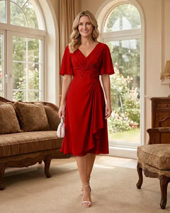 Flutter-Sleeve-Chiffon-Mother-of-the-Bride-Dress-Red-1