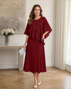 Chiffon-Formal-Mother-of-the-Bride-Dress-with-Capelet-Burgundy-1