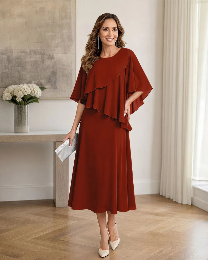 Chiffon-Formal-Mother-of-the-Bride-Dress-with-Capelet-Burnt-Orange-1