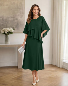 Chiffon-Formal-Mother-of-the-Bride-Dress-with-Capelet-Emerald-1
