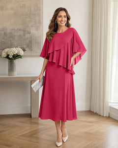 Chiffon-Formal-Mother-of-the-Bride-Dress-with-Capelet-Hot-Pink-1