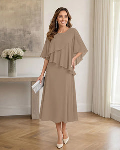 Chiffon-Formal-Mother-of-the-Bride-Dress-with-Capelet-Taupe-1