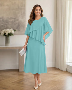 Chiffon-Formal-Mother-of-the-Bride-Dress-with-Capelet-Turquoise-1