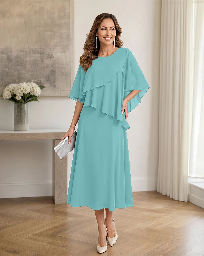 Chiffon-Formal-Mother-of-the-Bride-Dress-with-Capelet-Turquoise-1