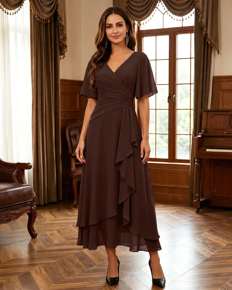 Ruffle-Hem-Mother-of-the-Bride-Dress-Brown-1