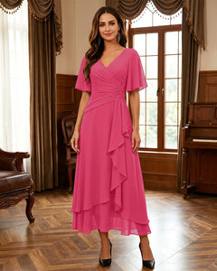 Ruffle-Hem-Mother-of-the-Bride-Dress-Hot-Pink-1