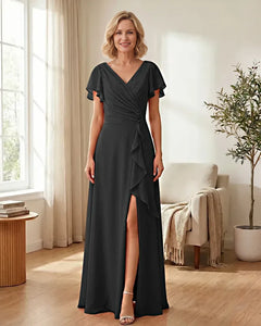 Chiffon-Mother-of-the-Bride-Dress-with-Corset-Back-Black-1