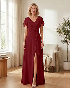 Chiffon-Mother-of-the-Bride-Dress-with-Corset-Back-Burgundy-1