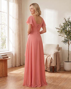 Chiffon-Mother-of-the-Bride-Dress-with-Corset-Back-Coral-2
