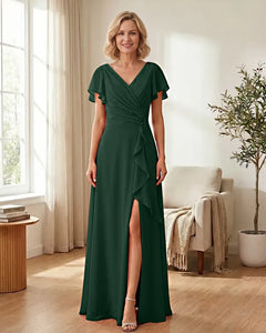 Chiffon-Mother-of-the-Bride-Dress-with-Corset-Back-Emerald-1