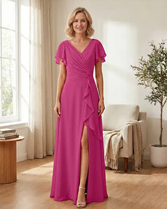 Chiffon-Mother-of-the-Bride-Dress-with-Corset-Back-Fuchsia-1