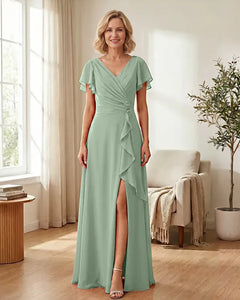 Chiffon-Mother-of-the-Bride-Dress-with-Corset-Back-Sage-1