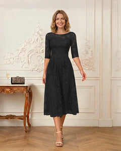 Floral-Lace-A-Line-Mother-of-the-Bride-Dress-Black-1