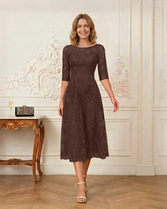 Floral-Lace-A-Line-Mother-of-the-Bride-Dress-Brown-1