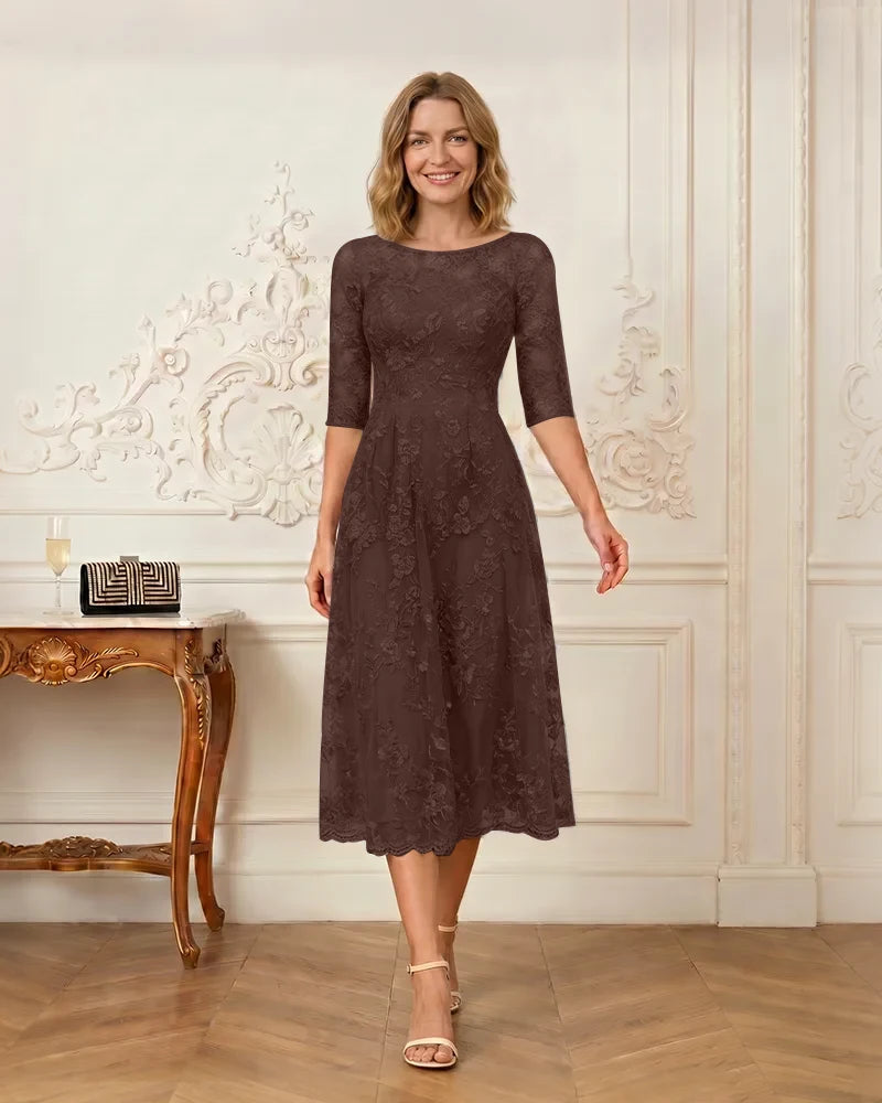 Floral-Lace-A-Line-Mother-of-the-Bride-Dress-Brown-1