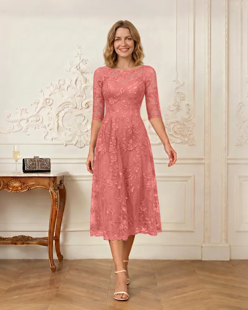 Floral-Lace-A-Line-Mother-of-the-Bride-Dress-Coral-1