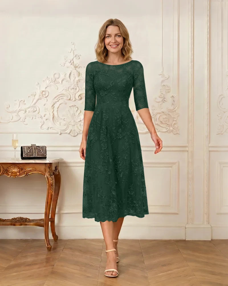 Floral-Lace-A-Line-Mother-of-the-Bride-Dress-Emerald-1