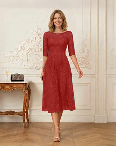 Floral-Lace-A-Line-Mother-of-the-Bride-Dress-Red-1