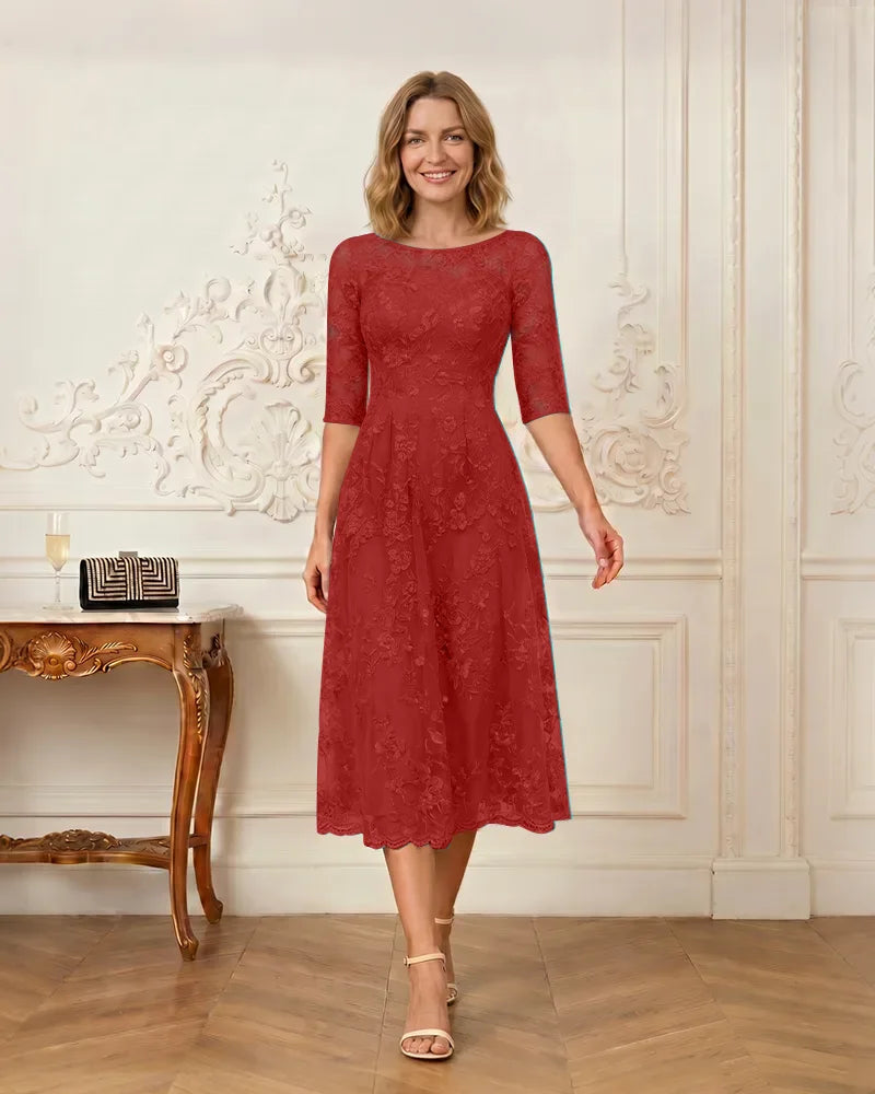Floral-Lace-A-Line-Mother-of-the-Bride-Dress-Red-1