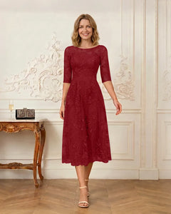 Floral-Lace-A-Line-Mother-of-the-Bride-Dress-Terracotta-1