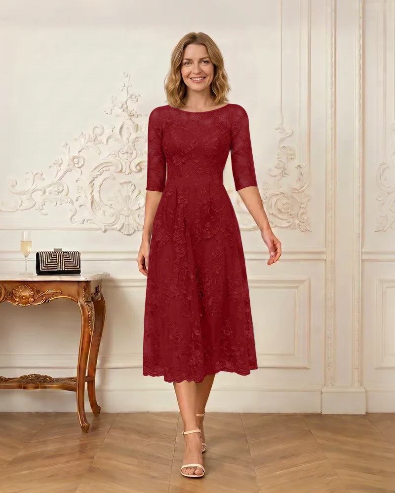 Floral-Lace-A-Line-Mother-of-the-Bride-Dress-Terracotta-1