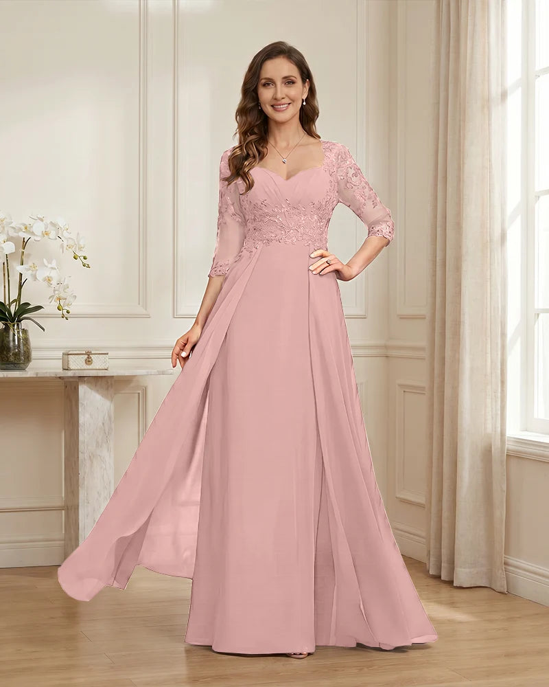 Lace-3/4-Sleeve-Chiffon-A-Line-Mother-of-the-Groom-Dress-Blushing-Pink-1